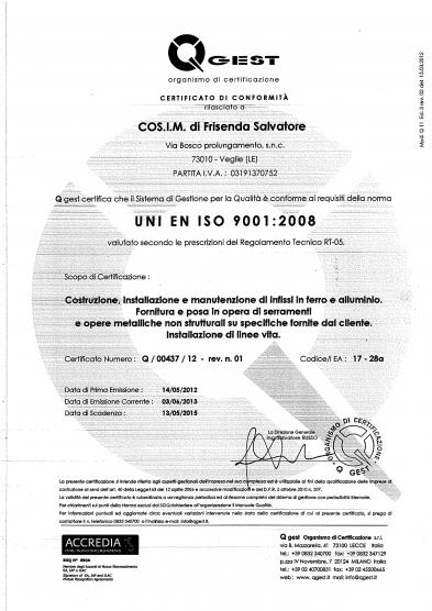 infissi lecce certificati iso 9001